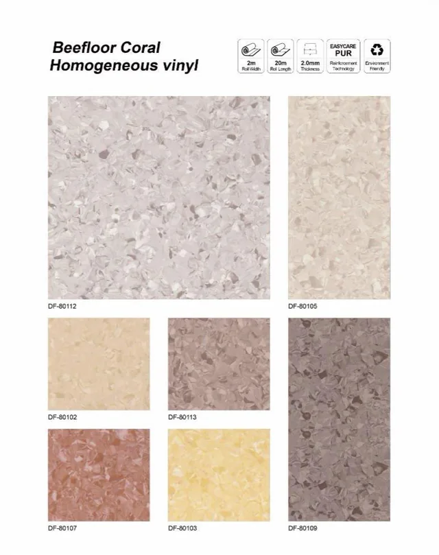 Beefloor Coral homojen vinil renk kartelası